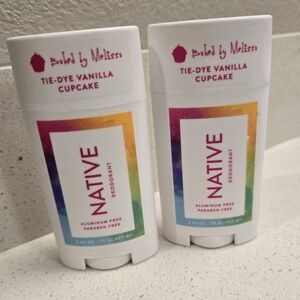 Native Tie Dye Vanilla Cupcake Deodorant 2.65oz New. 2 Deodorants.